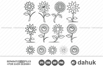 Sunflower SVG, Dxf, Eps, Png, Sunflower vector, Sunflower design SVG dahukdesign 