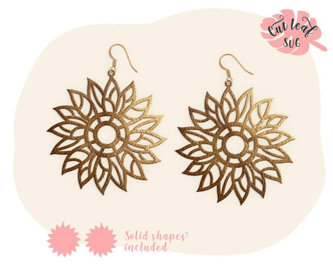Sunflower svg, Earring svg, Floral svg, Sunflower earrings, Earrings svg, Leather earring svg, Earring cut file, Teardrop earrings svg SVG CutLeafSvg 