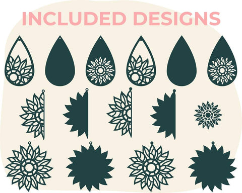 Sunflower svg, Earring svg, Floral svg, Sunflower earrings, Earrings svg, Leather earring svg, Earring cut file, Teardrop earrings svg SVG CutLeafSvg 