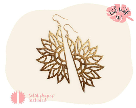 Sunflower svg, Earring svg, Floral svg, Sunflower earrings, Earrings svg, Leather earring svg, Earring cut file, Teardrop earrings svg SVG CutLeafSvg 