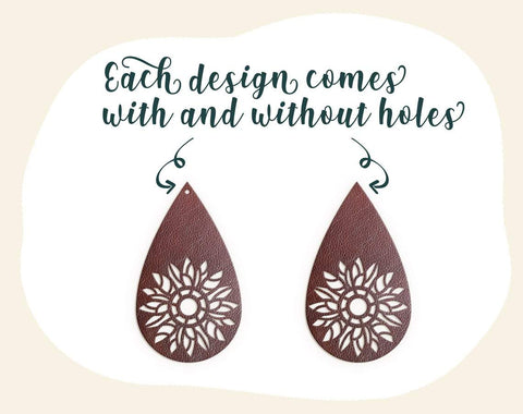 Sunflower svg, Earring svg, Floral svg, Sunflower earrings, Earrings svg, Leather earring svg, Earring cut file, Teardrop earrings svg SVG CutLeafSvg 