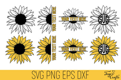 Sunflower SVG Files Pack | Sunflower Monogram SVG Feya's Fonts and Crafts 