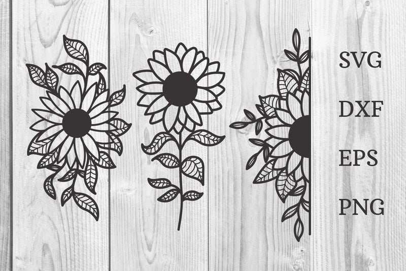 Sunflower SVG, Floral Border, Floral - So Fontsy