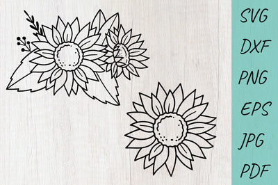 Sunflower SVG, Floral SVG Designs, Line Art Sunflower SVG Irina Ostapenko 