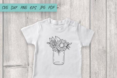 Sunflower SVG, Flower svg, Floral Mason Jar Svg Cut File SVG Irina Ostapenko 