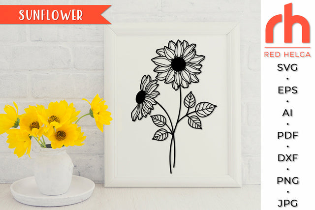 Sunflower svg - July birth flower svg - Cancer flower svg SVG RedHelgaArt 