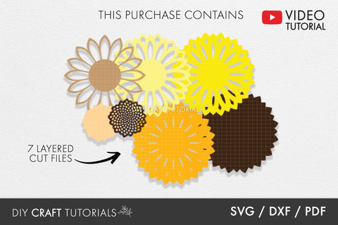 Sunflower SVG - Layered Sunflower Mandala SVG DIY Craft Tutorials 