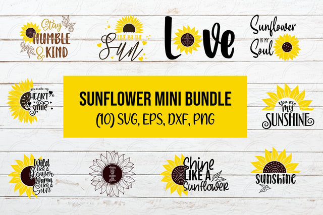 Sunflower svg Quotes Mini Bundle, 10 Design Sunflower Bundle v02 SVG SmmrDesign 