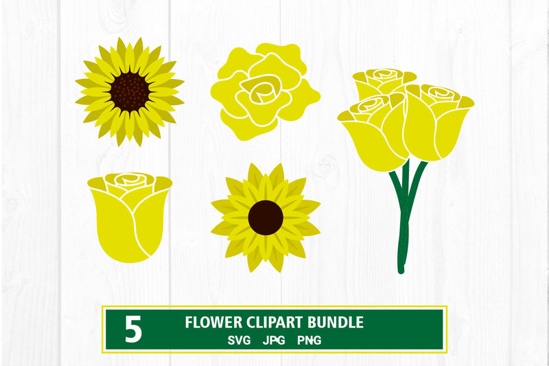 Sunflower svg, rose svg clipart bundle SVG vectorbundles 