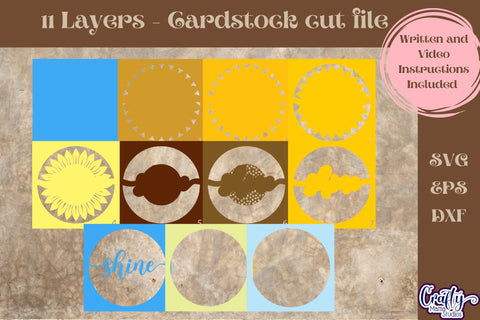 Sunflower Svg Shadow Box, Shine Spring Flowers Floral File SVG Crafty Mama Studios 