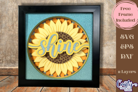 Sunflower Svg Shadow Box, Shine Spring Flowers Floral File SVG Crafty Mama Studios 