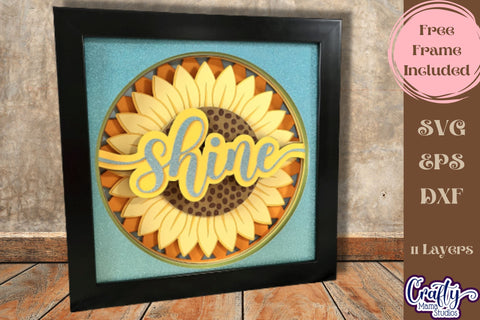 Sunflower Svg Shadow Box, Shine Spring Flowers Floral File SVG Crafty Mama Studios 