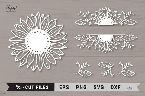 Sunflower svg, Split monogram SVG, PNG, EPS, DXF, Cricut, Silhouette SVG ClipartMuchLove 