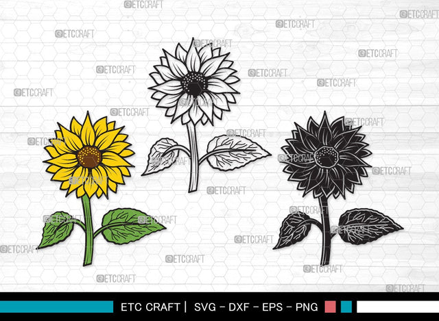 Sunflower SVG | Sunflower Bundle | Sunflower Clipart | Sunflower Vector Cutting files | Floral SVG | Sunflower Clipart SVG ETC Craft 