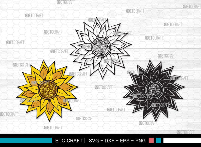 Sunflower SVG | Sunflower Bundle | Sunflower Clipart | Sunflower Vector Cutting files | Floral SVG | Sunflower Clipart SVG ETC Craft 
