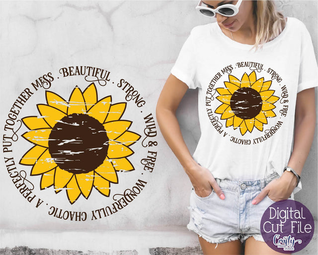 Sunflower Svg, Sunflower Quote, Beautiful Strong Wild Free SVG Crafty Mama Studios 