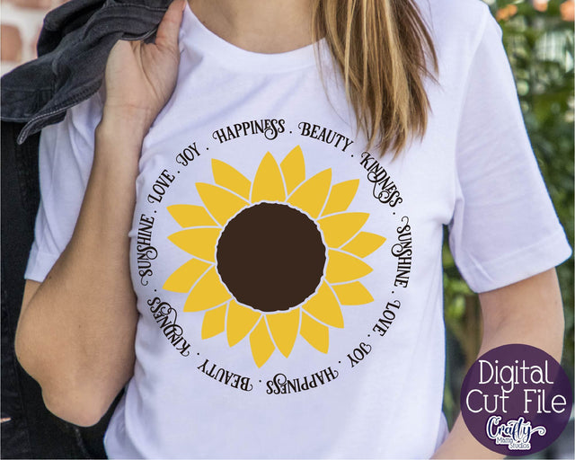 Sunflower Svg, Sunflower Quote, Happiness Beauty Kindness SVG Crafty Mama Studios 