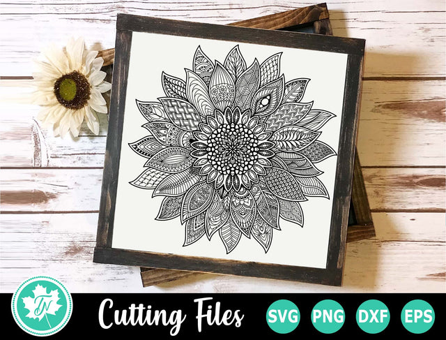 Sunflower SVG | Zentangle SVG | Mandala SVG SVG TrueNorthImagesCA 