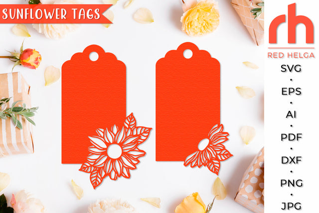 Sunflower Tags SVG - Floral Label Cut File SVG RedHelgaArt 