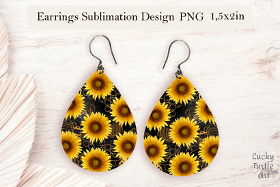 Sunflower teardrop sublimation earrings design Sublimation LuckyTurtleArt 