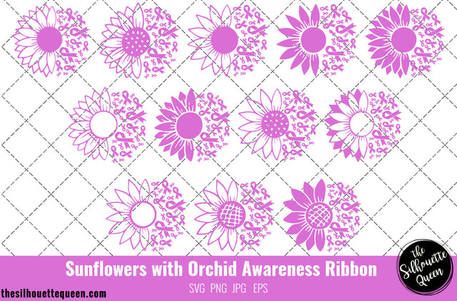 Sunflower Testicular Cancer Orchid Ribbon SVG,Testicular Cancer Awareness Svg, Cricut files, Svg cut file to use Cricut SVG Loveleen Kaur 