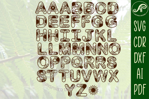 Sunflower theme alphabet set. 2 layer letters. 44 letters SVG APInspireddesigns 