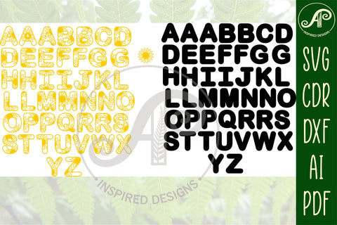 Sunflower theme alphabet set. 2 layer letters. 44 letters SVG APInspireddesigns 