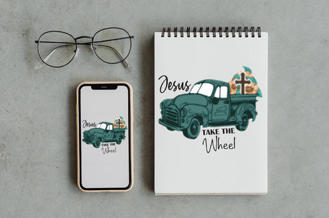 Sunflower Truck Jesus Take the Wheel PNG Sublimation Jagonath Roy 