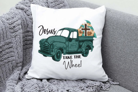Sunflower Truck Jesus Take the Wheel PNG Sublimation Jagonath Roy 