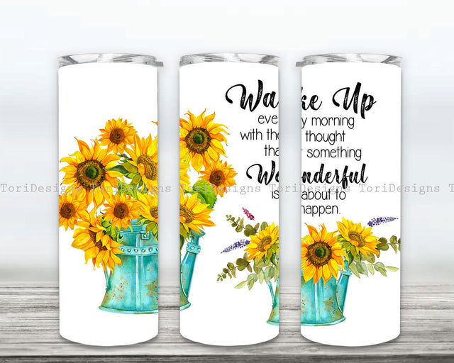 Sunflower Tumbler 20oz Tumbler Wrap, Sunflower Tumbler Seamless Tumbler Sublimation Designs Watercolor Flower Design Sublimation ToriDesigns 