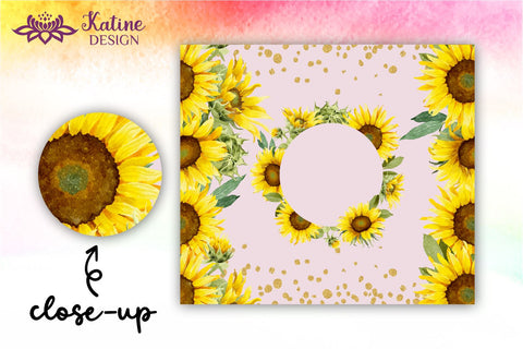 Sunflower tumbler, Flower tumbler, Floral tumbler, Watercolor tumbler, Wrap Design Sublimation Bundle for 20 Oz Skinny Tumbler Straight and Tapered PNG Sublimation KatineDesign 