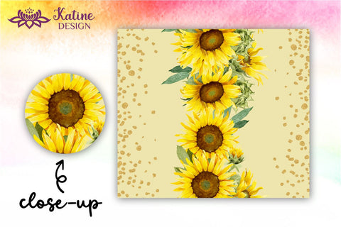 Sunflower tumbler, Flower tumbler, Floral tumbler, Watercolor tumbler, Wrap Design Sublimation Bundle for 20 Oz Skinny Tumbler Straight and Tapered PNG Sublimation KatineDesign 