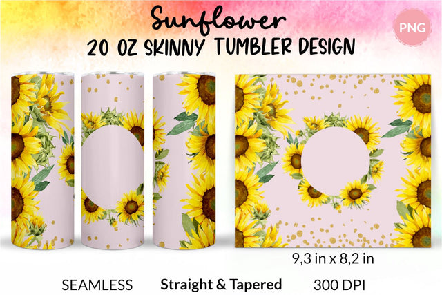 Sunflower tumbler, Flower tumbler, Floral tumbler, Watercolor tumbler, Wrap Design Sublimation Bundle for 20 Oz Skinny Tumbler Straight and Tapered PNG Sublimation KatineDesign 