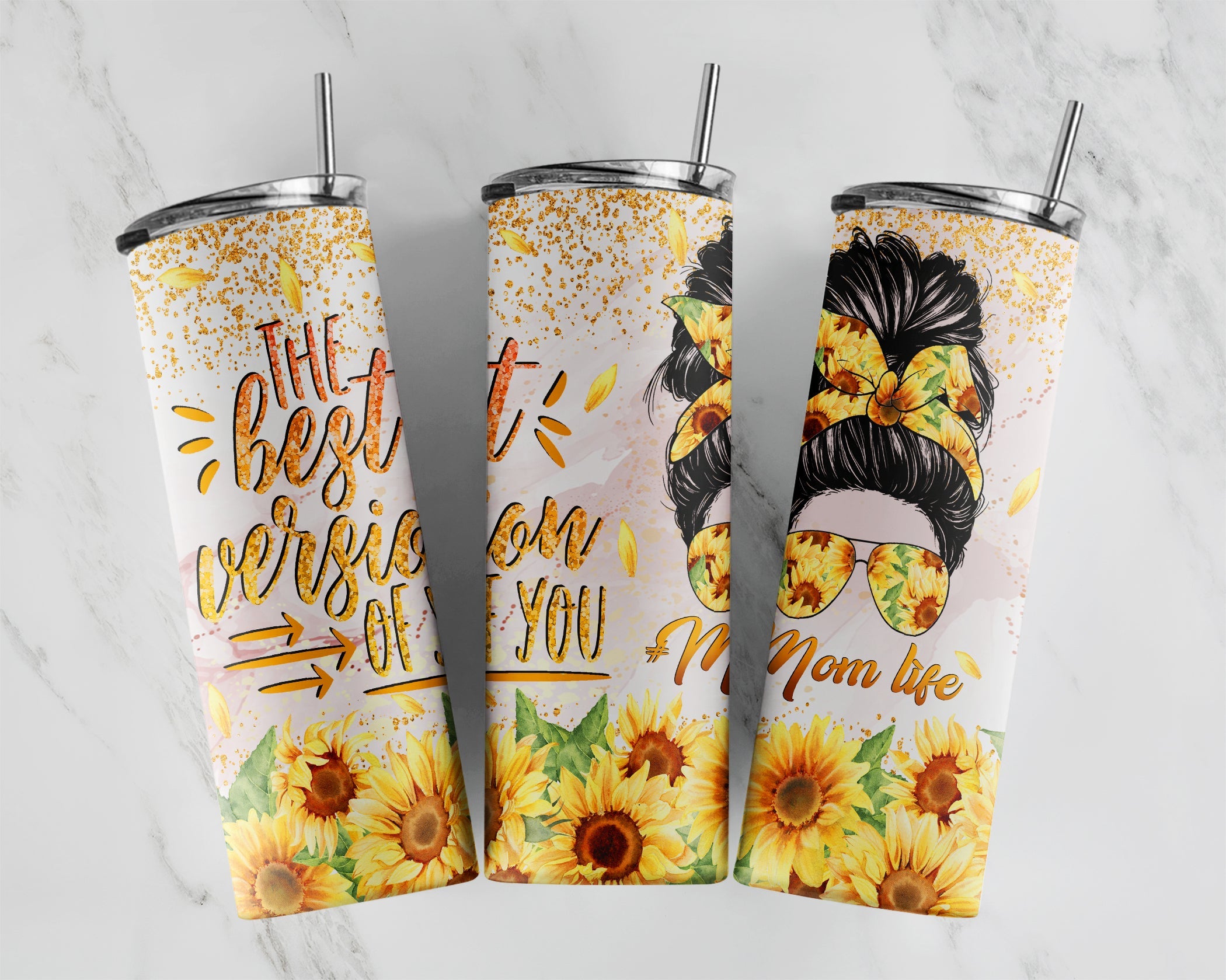 20oz Tumbler, Mom Life, Mother's Day, Mom, Sublimation, Sunflower, Gift