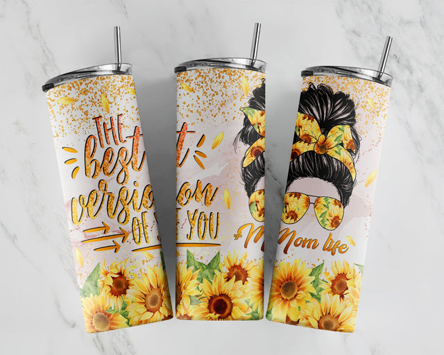 Sunflower Tumbler Mom Life, 20oz Skinny Tumbler Wrap Design Straight & Tapered DIGITAL Funny Seamless Sublimation Designs Downloads Sublimation CaldwellArt 