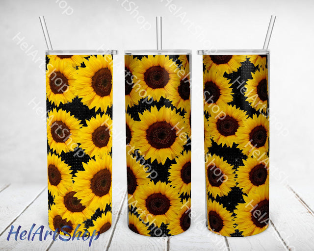Sunflower Tumbler PNG Sublimation, Seamless SKINNY TUMBLER Sublimation _HelArtShop_ 