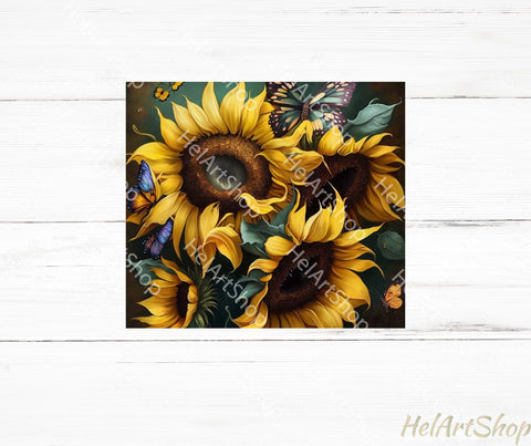 Sunflower Tumbler PNG Sublimation, Skinny Tumbler PNG Sublimation _HelArtShop_ 