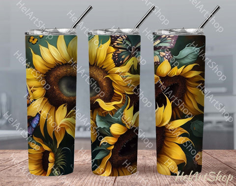 Sunflower Tumbler PNG Sublimation, Skinny Tumbler PNG Sublimation _HelArtShop_ 