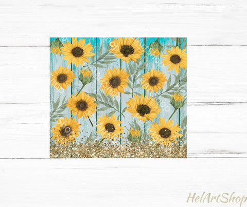 Sunflower Tumbler PNG Sublimation, Wood SKINNY TUMBLER PNG Sublimation _HelArtShop_ 