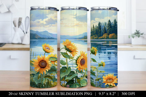 Sunflower Tumbler Sublimation Bundle - 6 Watercolor Designs Sublimation BijouBay 