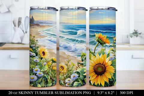 Sunflower Tumbler Sublimation Bundle - 6 Watercolor Designs Sublimation BijouBay 