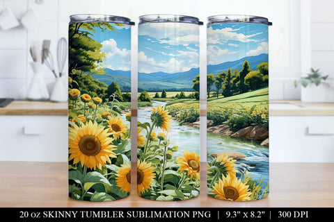 Sunflower Tumbler Sublimation Bundle - 6 Watercolor Designs Sublimation BijouBay 