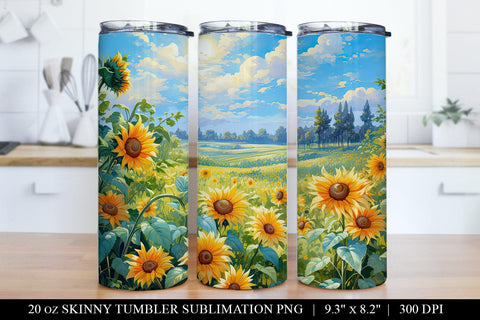 Sunflower Tumbler Sublimation Bundle - 6 Watercolor Designs Sublimation BijouBay 