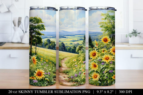 Sunflower Tumbler Sublimation Bundle - 6 Watercolor Designs Sublimation BijouBay 