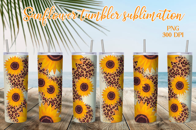 Sunflower tumbler sublimation | Tumbler leopard print Sublimation Svetana Studio 