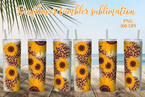 Sunflower tumbler sublimation | Tumbler leopard print Sublimation Svetana Studio 