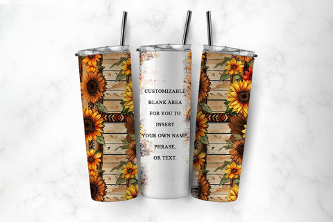 Sunflower Tumbler Wrap - 20oz Western Skinny Tumbler Sublimation BijouBay 