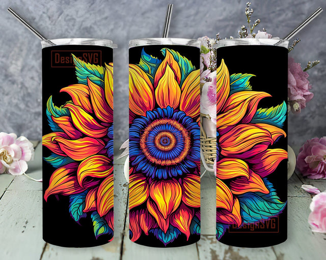 Sunflower Tumbler Wrap Design, Sunflowers 20oz Skinny Tumbler Sublimation Design Png, Sunflower Faith Cross Tumbler, Vintage Sunflowers Tumbler, Watercolor Flowers Sublimation DesignSVG 
