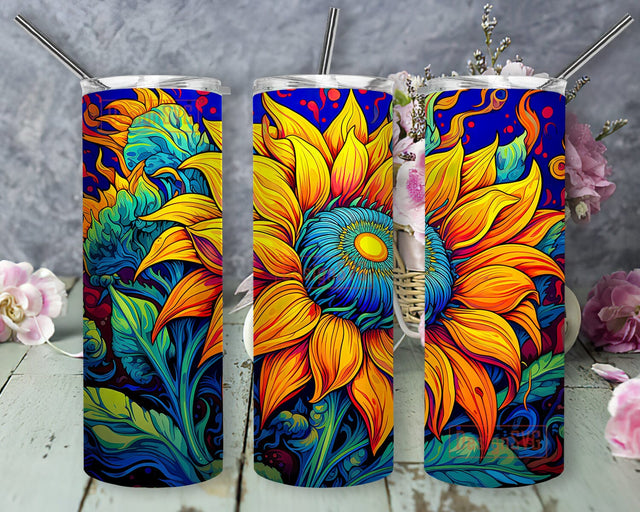 Sunflower Tumbler Wrap Design, Sunflowers 20oz Skinny Tumbler Sublimation Design Png, Sunflower Faith Cross Tumbler, Vintage Sunflowers Tumbler, Watercolor Flowers Sublimation DesignSVG 