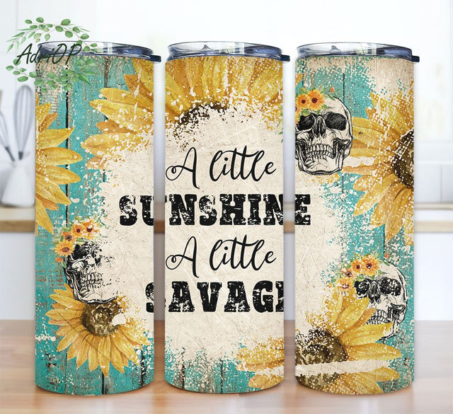 Sunflower Tumbler Wrap Floral Flowers Sublimation Seamless Designs Sublimation AdriOP 